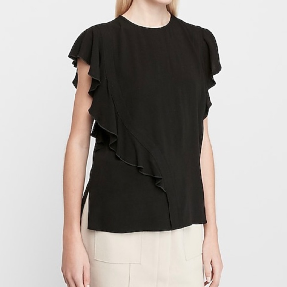 Express Asymmetrical Flutter Sleeve Blouse